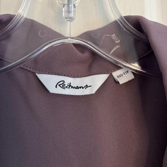 Short Sleeve Tunic with Johnny Collar Gray Purple XXS - Picture 5 of 11